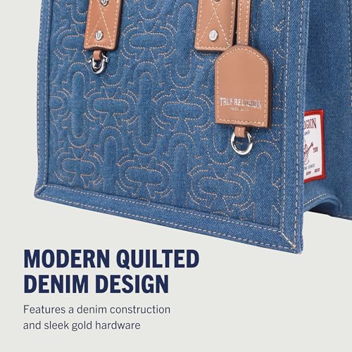 Bolso True Religion Quilted Tote Azul miniatura 3