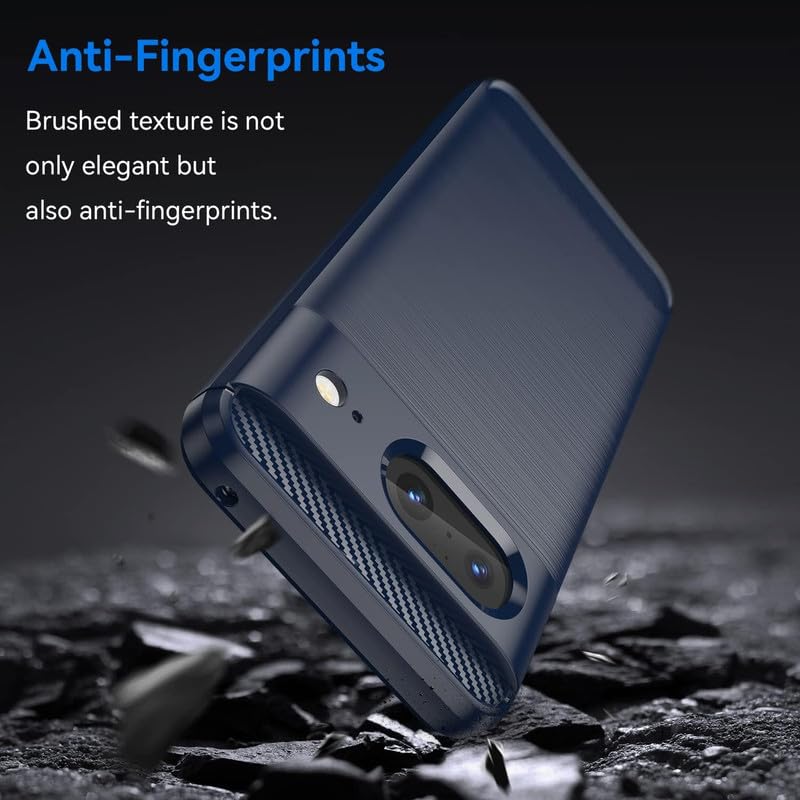 Image of NPRC Hybrid Ultra Slim Protective Case TPU Non-Slip Carbon Fiber Texture Shockproof Case Cover for Google Pixel 8 - Blue