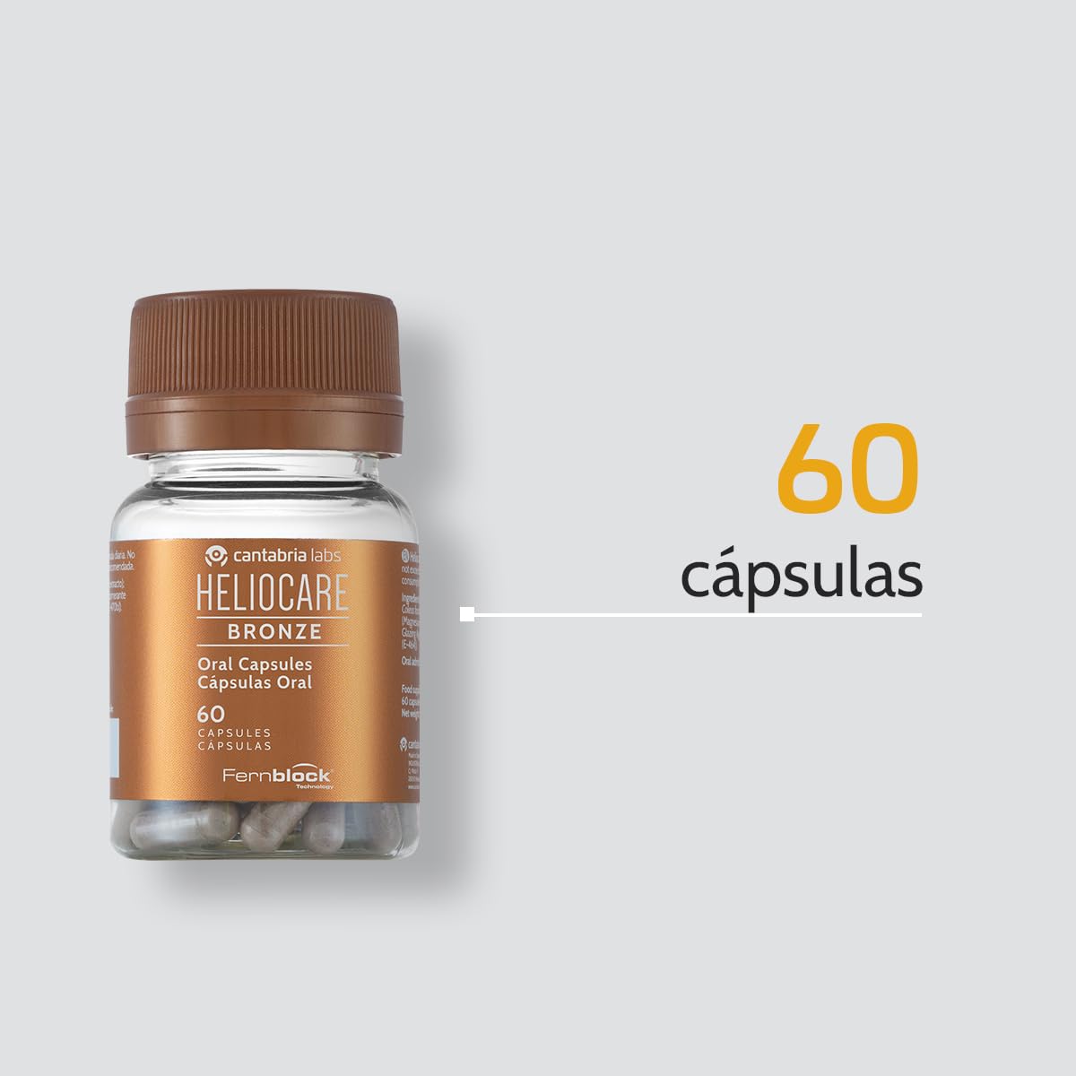 Cantabria Labs - Heliocare Cápsulas Bronze - 60 Unidades - Protección Solar Oral - Acelera el Bronceado Natural - Todo Tipo de Pieles