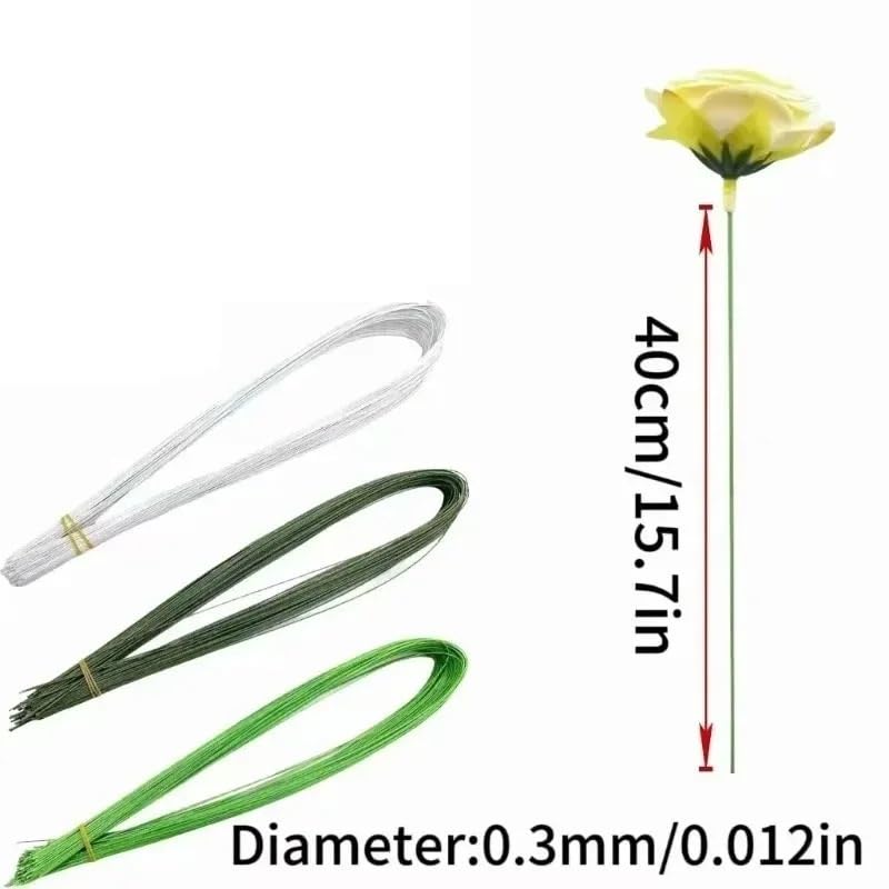 Alambre floral blanco número 30 que evita la caída de pétalos en manualidades DIY 3