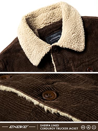 EXEKE Men's Corduroy Jacket Sherpa Lined Trucker Jacket Thickened Thermal Winter Jacket3