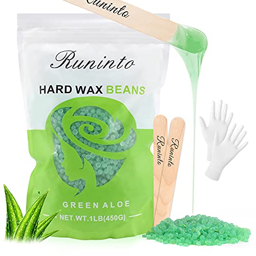Hard wax beads,Big package (1Lb/bag),Hair Removal for women men at home,Bikini line ,Waxing Bean Home wax Kit for Facial, Legs, Arms, Body (Aloe)