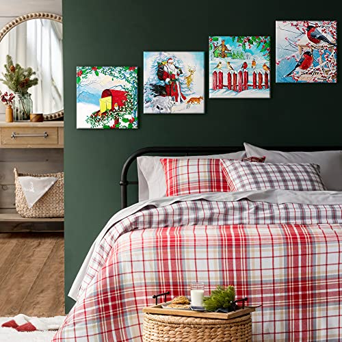 Toile de Noël OTOSTAR lot de 4 cadres modernes idée cadeau maison et bureau