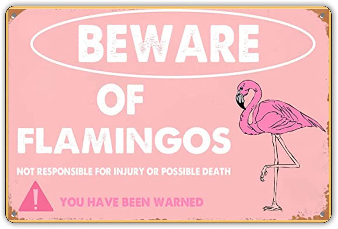 Pink Flamingo, Be A Flamingo in a Flock of Pigeons Tin Sign, Vintage Funny Home Décor Flamingo Sign 8X12inch