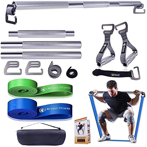 J Bryant Fitness Heavy-Duty Resistance Band Bar with 2 Resistance Bands, E-Shaped Hook Design, 500lb Load Capacity, Anti-Slip Surface, Carry Bag Included, for Strength Training and Fitness Cover