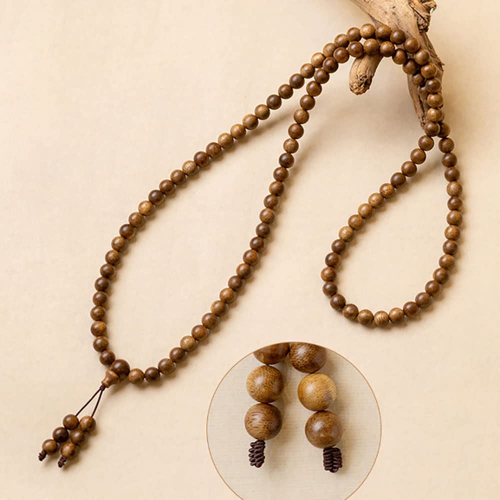Unisex Natural 108 Sandelholzperlen Armband Mala Tibetan Buddha Agarwood Halskette für Gebetsmeditation, 8mm