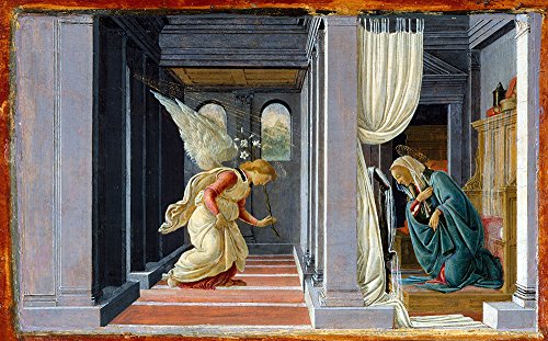 Grand tableau Botticelli Annunciazione : déco murale mate pour éliminer les reflets du jour