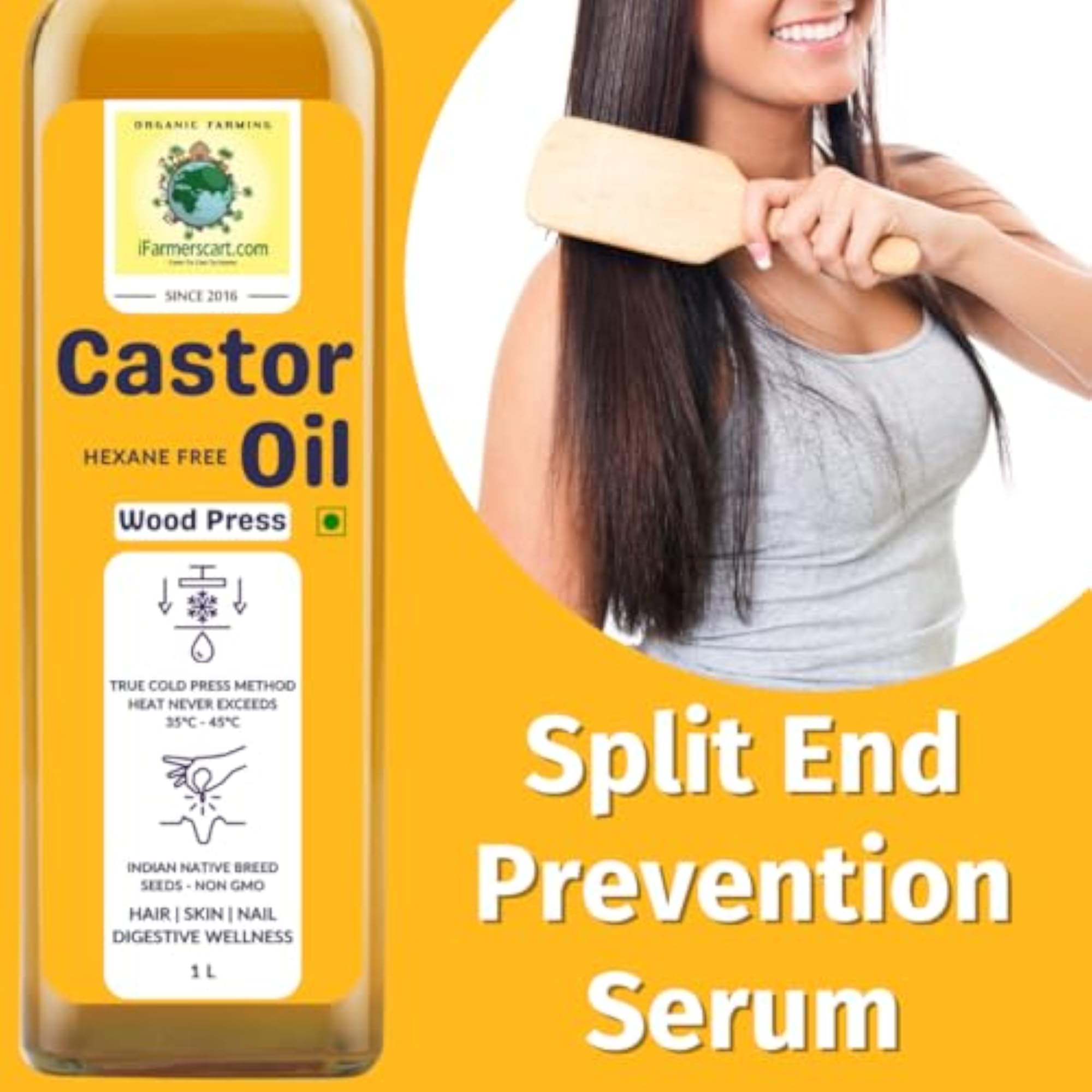 Wood Pressed Castor Oil, Pure & Edible Grade