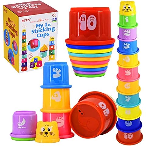 MTS Baby 11 Piece Stacking Cups Stackers Pre-school Learning Toy Stacking Tower Pyramid Cover