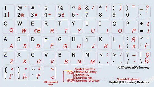 Pegatinas de teclado inglés tradicional español gris miniatura 2