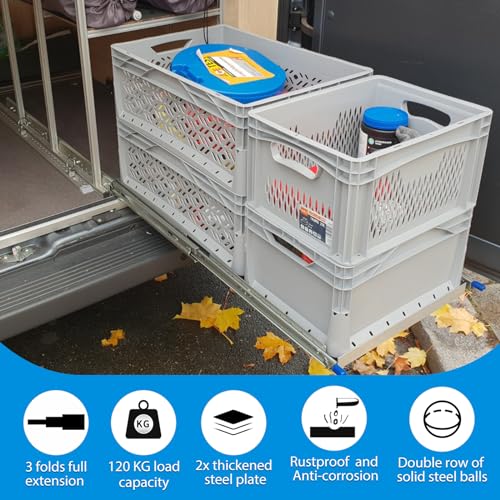QWEZIX with Lock Heavy Duty Drawer Runners Slides Full Extension 300 350 400 450 500 550 600 650 700 750 800 900 1000 mm Side Mount Ball Bearing Track Guide Glides 101 KG 1 Pair (Width:53mm,800mm) - Image 4