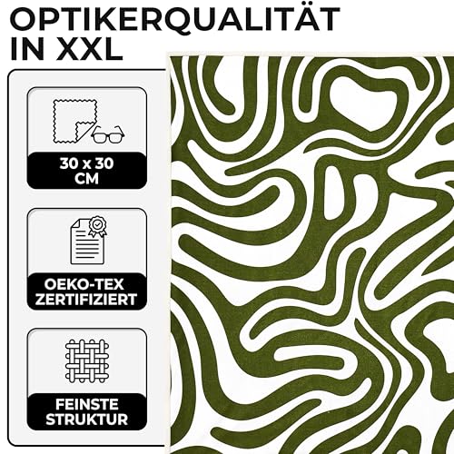 Bellphany XXL Brillenputztuch 30x30cm - Mikrofasertuch Microfaser Optikerqualität zur Reinigung von Brille, Smartphone, Kamera, Stripes