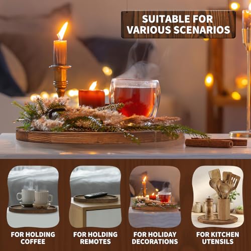 Plateau décoratif rond en bois DEBETOOL pour table basse rustique - 7