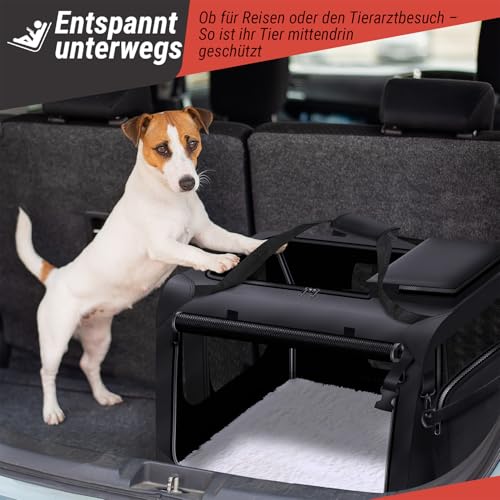 Hunde-Transportbox Tier Hundebox Transporttasche faltbar Hundetasche Haustier-Transport Atmungsaktiv & Wasserabweisend für Hunde & Katzen (XL - 82x60x60 cm)