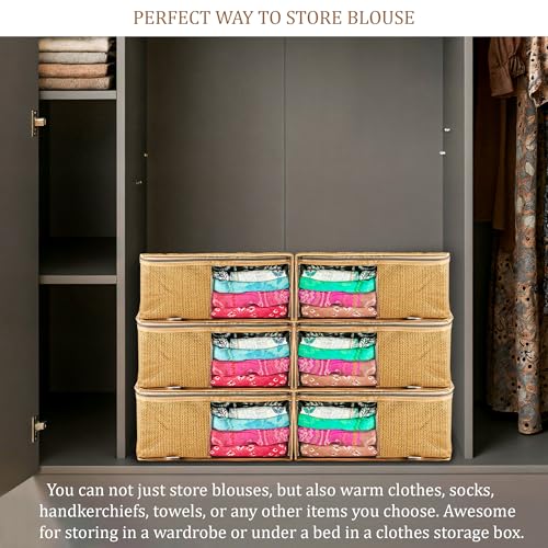 Image of Kuber Industries Blouse Cover | Zipper Clothes Storage Bag | Non-Woven Wardrobe Organiser | Side Transparent Blouse Organizer | Dot Border | Pack of 3 | Black