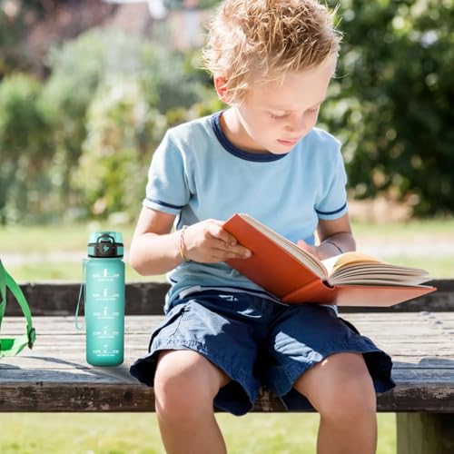 Miniatura 6 de Botella Agua 500ml, Cantimplora Infantil con Filtro, a Prueba de Fugas, Fácil de Limpiar, Cantimplora Motivadora con Marca de Tiempo, para la Escuela, Oficina, Deportes, Bicicleta, Senderismo