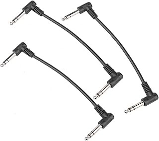 Guitar Patch Cable, Electric Guitar Cable 6.35mm Noiseless 15cm Guitar/Bass Effects Pedalboard Patch Cable Cord, Right Angle Male TS Stereo Instrument Cable for Guitar/Bass Effect Pedals(15CM, Stereo)