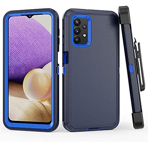 TASHHAR Phone Case for Samsung Galaxy A32 5G, Heavy Duty Hard Shockproof Armor Protector Case Cover with Belt Clip Holster for Samsung Galaxy A32 5G Phone (Navy Blue) Cover