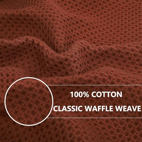 Image of Homaxy 100% Cotton Waffle Weave Kitchen Dish Cloths, Ultra Soft Absorbent Quick Drying Dish Towels, 12 x 12 Inches, 18-Pack, Rust