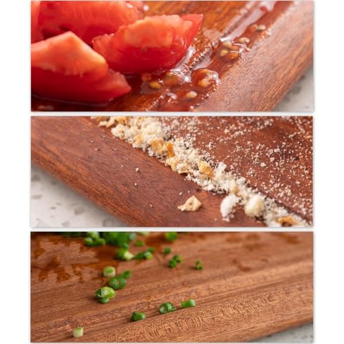 Planche à découper rectangulaire en bois massif épais avec support table