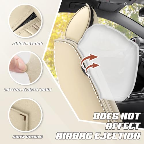 Car Seat Covers Fit for Porsche 2000-2026, Stylish Sport Seat Covers, Waterproof Wear-Resistant Premium Nappa Leather Car Seat Covers.(2 Pcs Front/Beige) - Image 5
