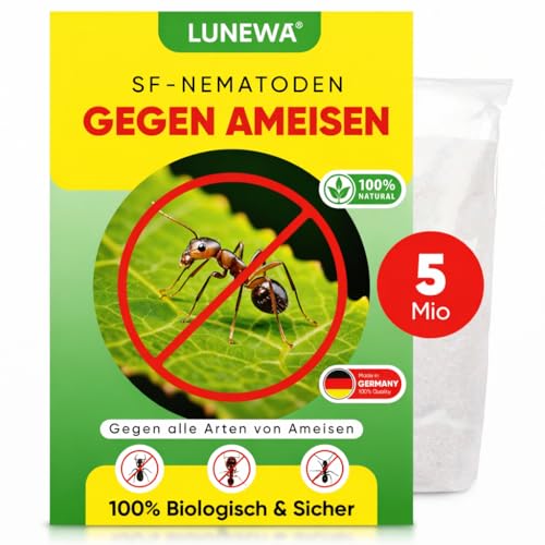 LUNEWA Aktive SF-Nematoden gegen Ameisen Effektive Ameisenbekämpfung mit Nestwirkung Umweltfreundlich chemiefrei einfache Anwendung (5 Mio für 10m)