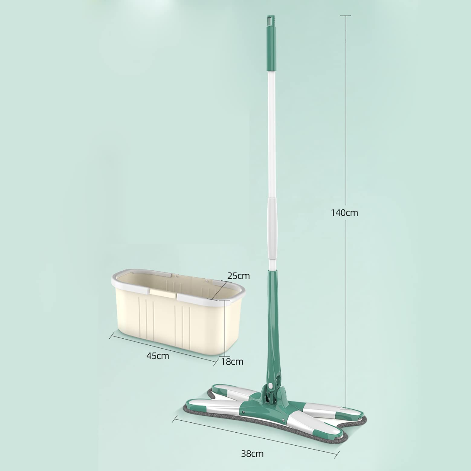 YXWtba Mop & Bucket Sets Microfiber cleaning Flat floor mop for WET & DRY use， with 140CM Stainless Steel handle，360° Rotatable Hardwood Mop， for All Floors Types irobot roomba (Color : Silver)