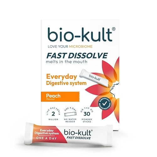 Bio-Kult Everyday Fast Dissolve Probiotic Powder for Digestive System, Peach Flavour, 30 Sachets