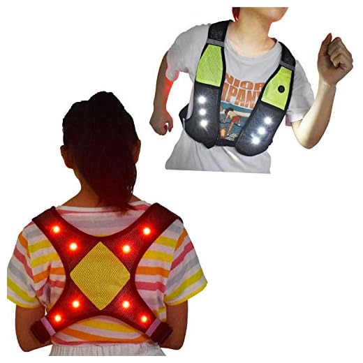 LED Light Up Reflective Running Vest, USB Rechargeable, Machine Washable, Adjustable Waist with Phone Pocket Flashing Motorcycle Vest, Safety Gear & Gifts for Men Women Kids Runners Walking (Kid)