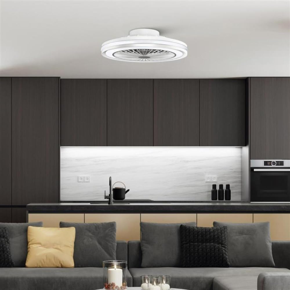 MeLiTec Deckenleuchte mit Ventilator DV06-1, Deckenlampe mit Ventilator, dimmbar, RGB-Lauflicht, natürlicher Wind, Timer und Nachtlicht, Fernbedienung, weiß