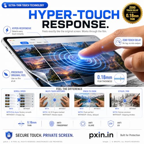 Image of Pxin Aura | Compatible with Microsoft Surface Pro 7 | Touch Sensitive Privacy Screen | Anti Blue | Anti Glare | UltraThin for Hyper Touch | Anti UV | Privacy Filter