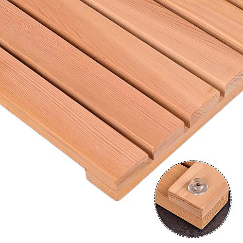 Generisch rutschfeste Badezimmer-Duschmatte aus Naturholz, Bodenmatten für Innensaunen und Badewannen, wasserdichte quadratische Matte für die Badewanne (70 x 90 cm)