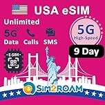 USA Prepaid eSIM Card|Unlimited 5G/4G Internet Data in USA(Hawaii included)+Low-Speed Data in Canada and Mexico|Unlimited Calls and Texts among US, CA and MX|Refillable (9Days)