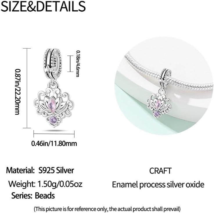 CYCUFF 925 Sterling Silver Charms Suitable for Bracelets Charms Beads, Charm Necklaces Jewellery Gift for Women Family Friends (Romantic Classic Guardian Flower Charm) - Image 3