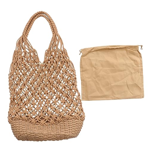Vintage Hollowed out Straw Handbag for Women Stylish Woven Bucket Bag for Work School Shopping and to