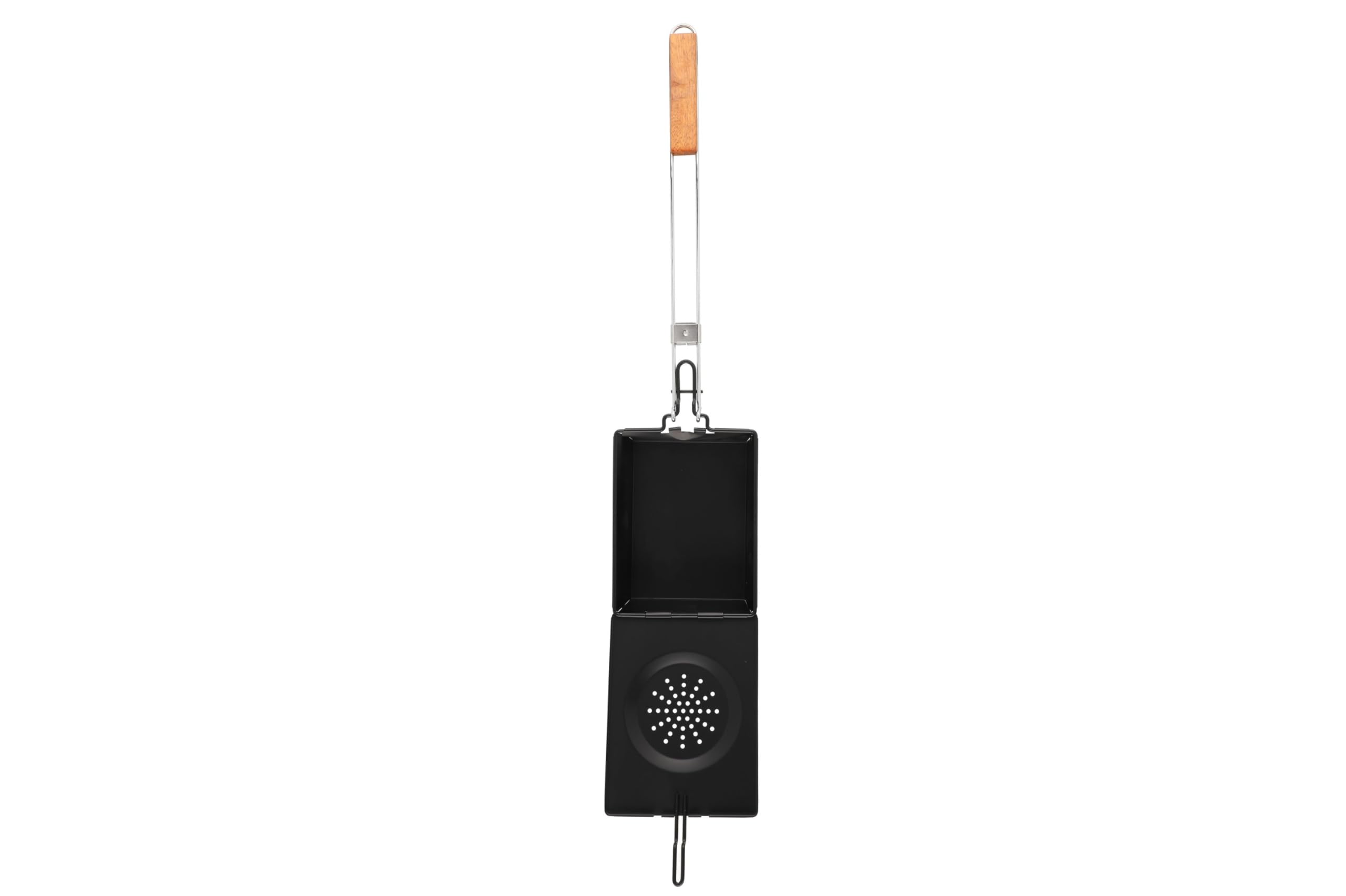 Mustang - Sartén para palomitas de maíz para barbacoa y fuego abierto, con mango plegable, antiadherente