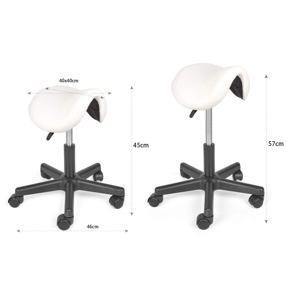 Sgabello A Sella Regolabile Mingone - Sedia Ergonomica Con Ruote Per Parrucchieri, Ufficio, Estetista, Nero