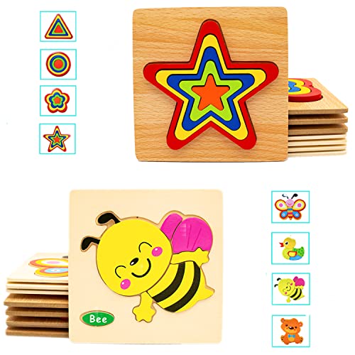 Juguete niño 2 años, Set 8 Puzzles Madera 2 años, Bebes 1 años 3 años Juguetes Montessori, Juguete Madera,...