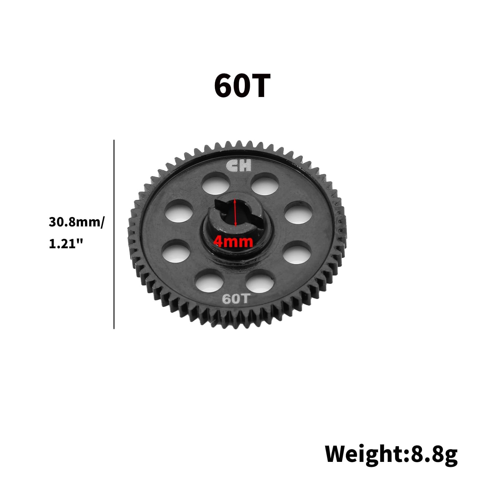 CHRCOED 0.5M 60T Spur Gear, Hardened Steel Gear, Metal Main Gear