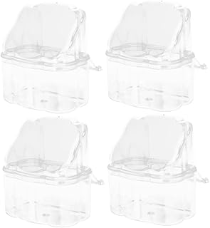 FRCOLOR 4 Pcs Parrot Feeder Parrot Water Feeder Parrot Feeding Bowl Parrot Cage Perch Bird Food Cups Parrot Feeding Cup Bird Water Bowl Bird Cage Feeder Plastic Food Plate Birdcage