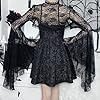Goth Shawl Bell Sleeve Lace Bolero Shrug Cardigan Sheer Mesh Crop Top Punk Fairy Grunge Alt Cover Ups #3