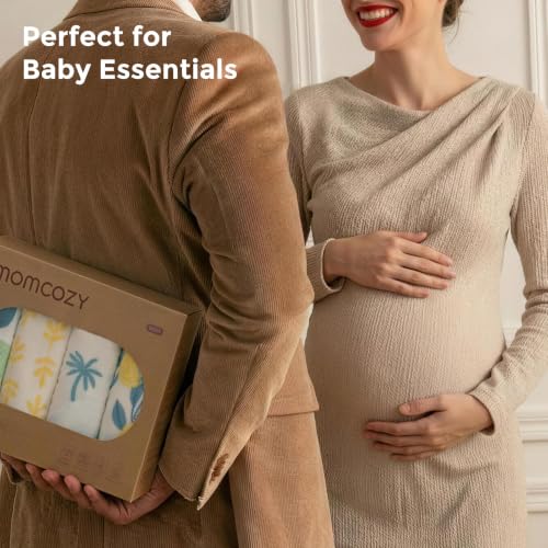Image of Momcozy Muslin Swaddle Blankets, 4-Pack Breathable and Skin-Friendly Receiving Blankets, Swaddle Blanket Shower Gifts & Baby Registry Essentials, Large 47 inchx47 inch, Island Breeze