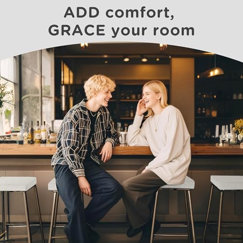 Image of AddGrace Anti-Slip Bar Stool Cushions Square Bar Stool Seat Cushions with Ties Set of 4 Small Square Chair Pads with Machine Washable Cover 12 inchX12 inchX2 inch (Silver Grey)