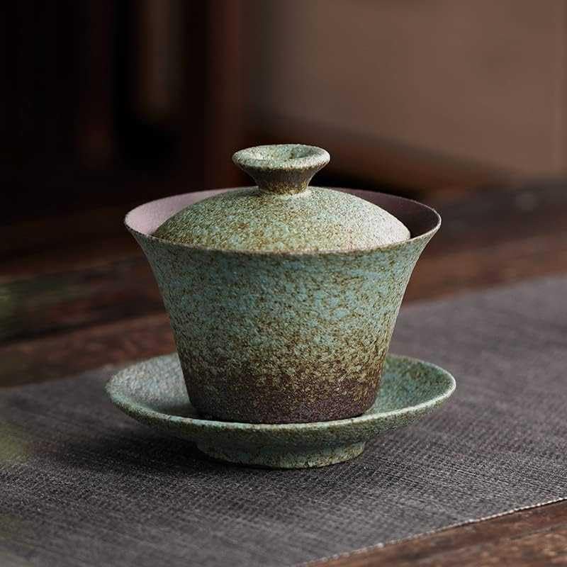 Taza de té de cerámica hecha a mano de Kung Fu – Taza de té de cerámica gruesa japonesa, juego de té pequeño retro en color verde
