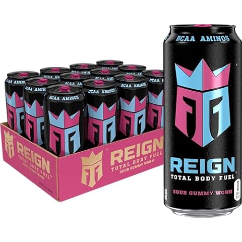 REIGN Total Body Fuel, Sour Gummy Worm, 16 Fl Oz (Pack of 12) Cover