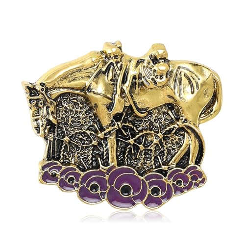 Image of Dreuyet Horse Brooch Pin Horse Racing Suit Lapel Pin for Women Men Rhinestone Antique Gold Horse Animal Brooch Clothing Outfits Accessory Jewelry
