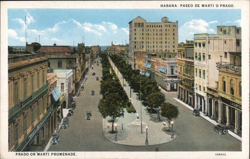 Prado or Marti Promenade Havana, Cuba Original Antique Postcard