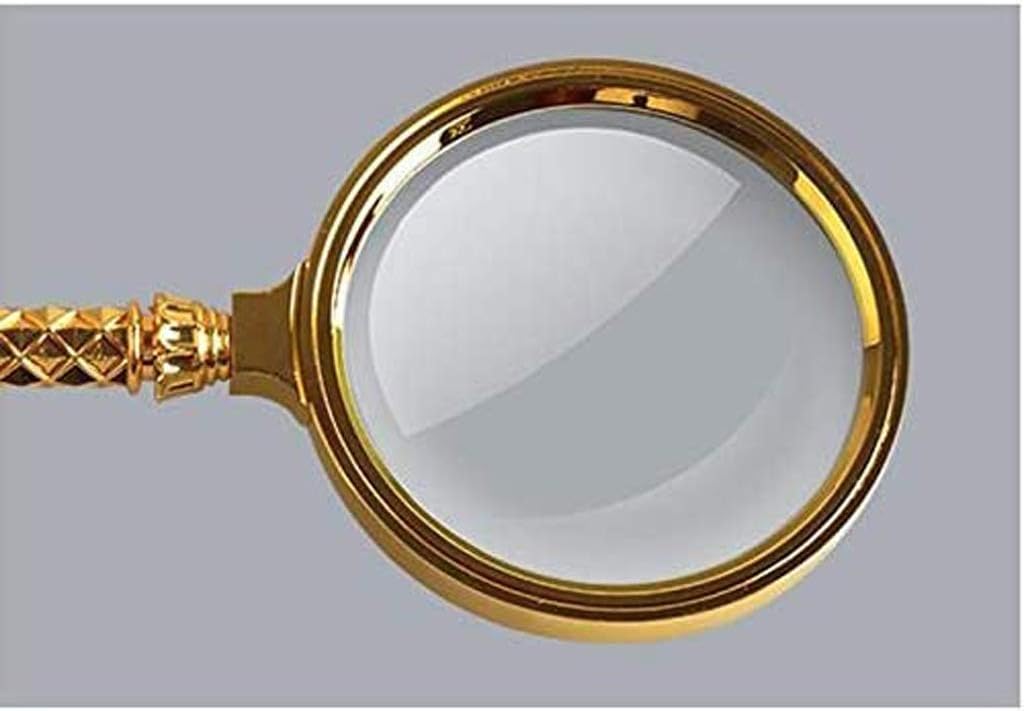 JSEIAJB Handheld Metal Handle Old Man Reading Looking at Magnifying Glass High Magnification 10 Times Microscope