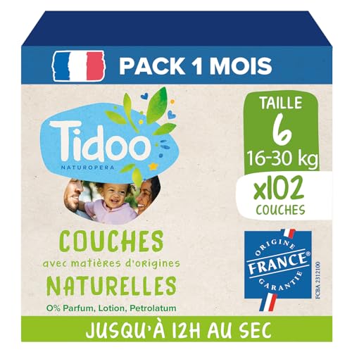 TIDOO - Pañales ecológicos para bebé, con composición natural, aptos para pieles sensibles, 3 x 34 pañales, 3 x 30 kg