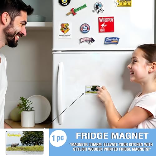 Image of Elegant Fridge Magnet with Themes |Rectangular Size Refrigerator Magnet with Magnetic Rubber Back | Pack of 1, 8.6cm X 5.4cm (Kaziranga)